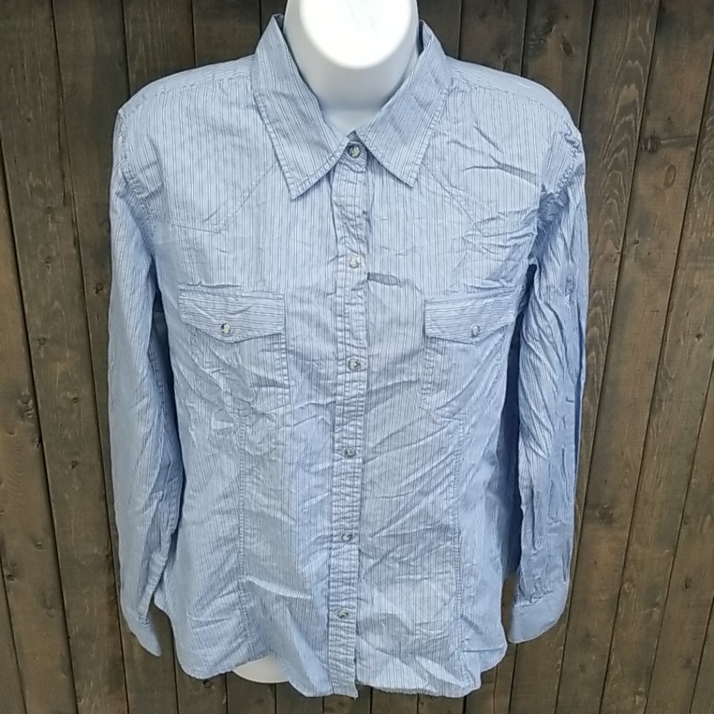 GAP Long Sleeve Striped Collared Dress Shirt
